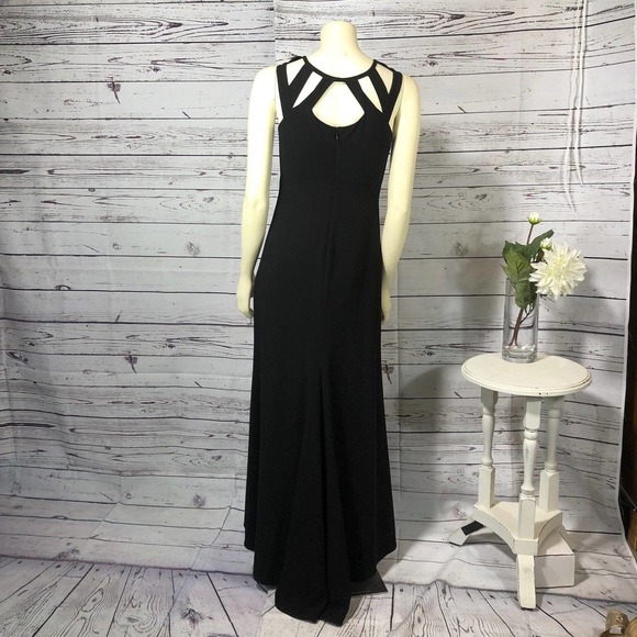 Vera Wang Floor Length Black Gown Cut Out Neckline and train on the back! - Picture 8 of 12